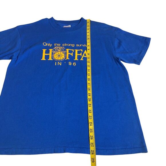 Vintage HOFFA Teamsters Shirt Mens Large Blue Single Stitch Cotton Graphic 90s - Picture 8 of 11